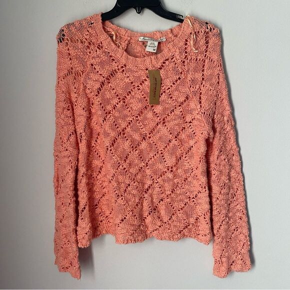 American Rag Women’s Popcorn Knit Long Sleeve Boat Neck Coral Almond Sweater XS - Picture 1 of 2